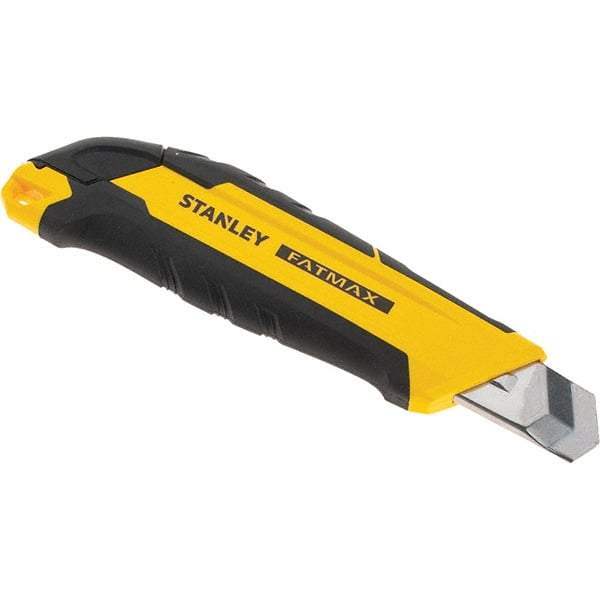 Stanley - Snap Utility Knife - 4.35" Carbon Steel Blade, Yellow & Black Bi-Material -ABS/TPR Handle, 1 Blade Included - Caliber Tooling