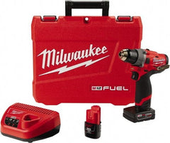 Milwaukee Tool - 12 Volt 1/2" Chuck Pistol Grip Handle Cordless Drill - 0-1700 RPM, Keyless Chuck, Reversible, 2 Lithium-Ion Batteries Included - Caliber Tooling