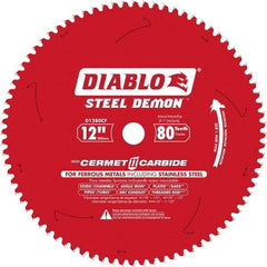 Freud - 12" Blade Diam, 80 Teeth, Carbide-Tipped Cold Saw Blade - 1" Arbor Hole Diam, 0.071" Blade Thickness - Caliber Tooling