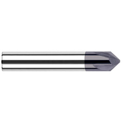 Harvey Tool - 3/16" Diam 90°/90° 3-Flute Single End Solid Carbide Chamfer Mill - Exact Industrial Supply