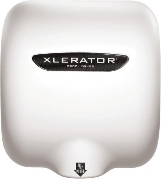 Excel Dryer - 1490 Watt White Finish Electric Hand Dryer - 208/277 Volts, 6.2 Amps, 11-3/4" Wide x 12-11/16" High x 6-11/16" Deep - Caliber Tooling