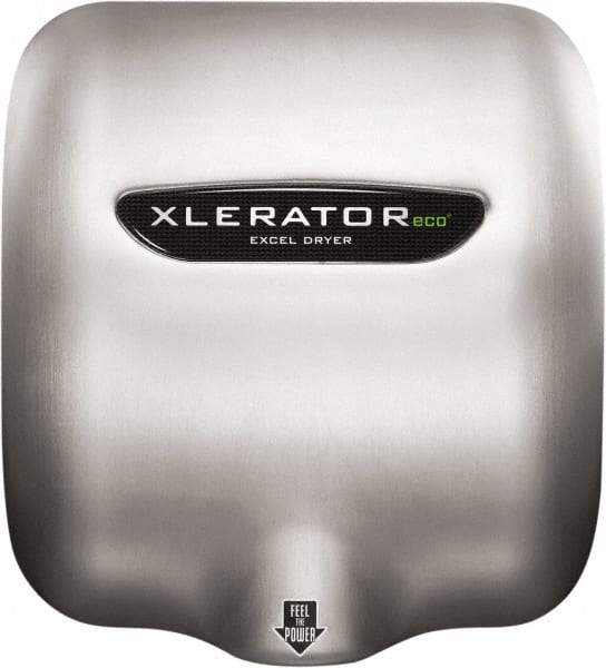 Excel Dryer - 500 Watt Silver Finish Electric Hand Dryer - 208/277 Volts, 2.2 Amps, 11-3/4" Wide x 12-11/16" High x 6-11/16" Deep - Caliber Tooling