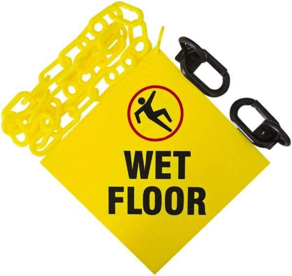 PRO-SAFE - 3' Long x 2" Wide Plastic Wet Floor Sign Kit - Yellow - Caliber Tooling