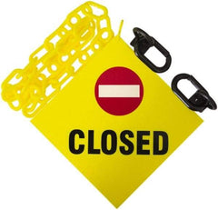 PRO-SAFE - 3' Long x 2" Wide Plastic Closed Sign Kit - Yellow - Caliber Tooling