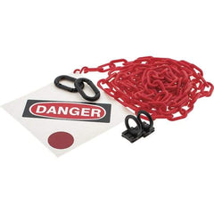 PRO-SAFE - 8" High Pedestrian Danger Sign Kit - 12' Long Plastic Rope - Caliber Tooling