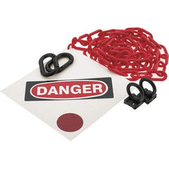 PRO-SAFE - 8" High Pedestrian Danger Sign Kit - 6' Long Plastic Rope - Caliber Tooling