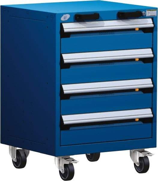 Rousseau Metal - 4 Drawer Steel Tool Roller Cabinet - 24" Wide x 33" High x 21" Deep, Ball Bearing Drawer Slides, Blue - Caliber Tooling