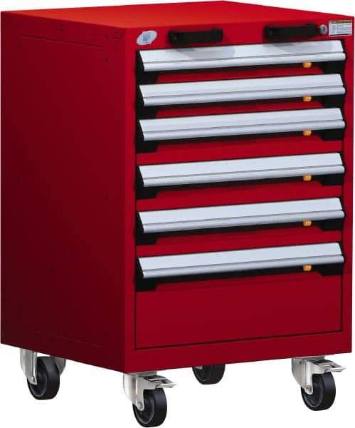 Rousseau Metal - 6 Drawer Steel Tool Roller Cabinet - 24" Wide x 35-1/8" High x 21" Deep, Ball Bearing Drawer Slides, Red - Caliber Tooling