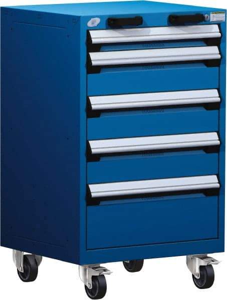 Rousseau Metal - 5 Drawer Steel Tool Roller Cabinet - 24" Wide x 39-1/8" High x 27" Deep, Ball Bearing Drawer Slides, Blue - Caliber Tooling