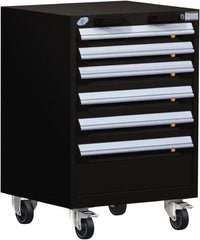 Rousseau Metal - 6 Drawer Steel Tool Roller Cabinet - 24" Wide x 35-1/8" High x 27" Deep, Ball Bearing Drawer Slides, Black - Caliber Tooling