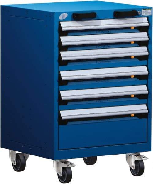 Rousseau Metal - 6 Drawer Steel Tool Roller Cabinet - 24" Wide x 35-1/8" High x 27" Deep, Ball Bearing Drawer Slides, Blue - Caliber Tooling