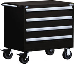 Rousseau Metal - 4 Drawer Steel Tool Roller Cabinet - 36" Wide x 35-1/8" High x 18" Deep, Ball Bearing Drawer Slides, Black - Caliber Tooling