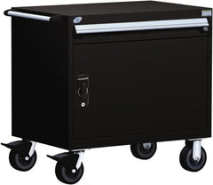 Rousseau Metal - 1 Drawer Steel Tool Roller Cabinet - 36" Wide x 35-1/8" High x 24" Deep, Ball Bearing Drawer Slides, Black - Caliber Tooling