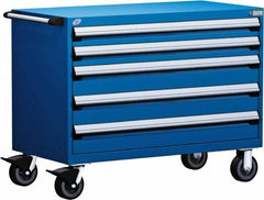 Rousseau Metal - 5 Drawer Steel Tool Roller Cabinet - 48" Wide x 37-1/2" High x 27" Deep, Ball Bearing Drawer Slides, Blue - Caliber Tooling