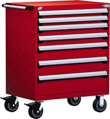 Rousseau Metal - 5 Drawer Steel Tool Roller Cabinet - 30" Wide x 45-1/2" High x 27" Deep, Ball Bearing Drawer Slides, Red - Caliber Tooling