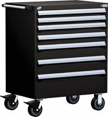 Rousseau Metal - 5 Drawer Steel Tool Roller Cabinet - 30" Wide x 45-1/2" High x 27" Deep, Ball Bearing Drawer Slides, Black - Caliber Tooling