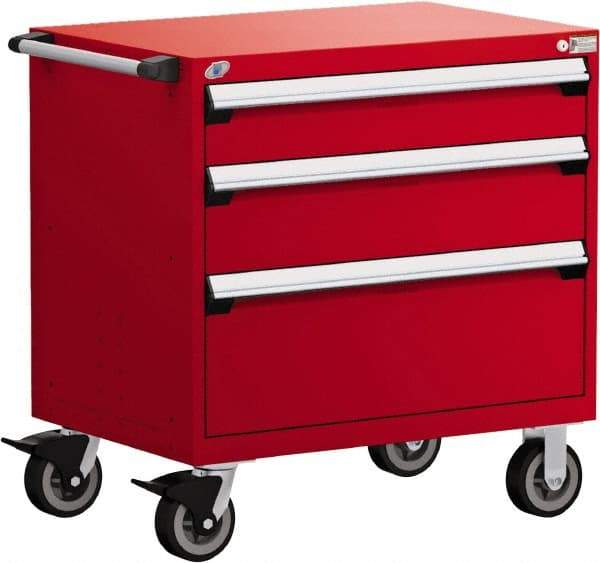 Rousseau Metal - 5 Drawer Steel Tool Roller Cabinet - 30" Wide x 37-1/2" High x 27" Deep, Ball Bearing Drawer Slides, Red - Caliber Tooling