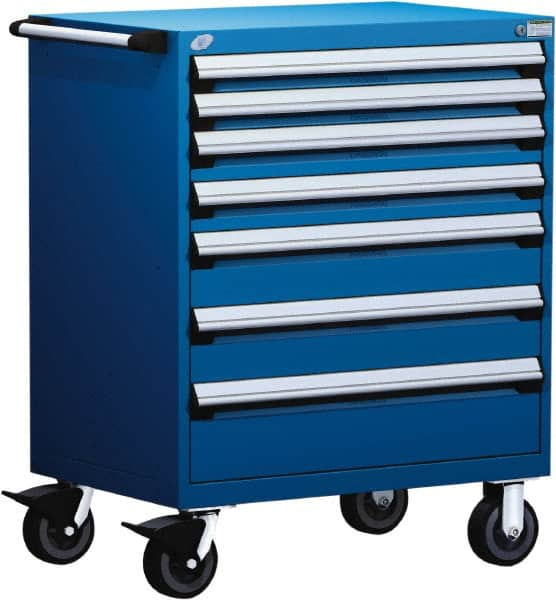 Rousseau Metal - 5 Drawer Steel Tool Roller Cabinet - 30" Wide x 45-1/2" High x 21" Deep, Ball Bearing Drawer Slides, Blue - Caliber Tooling