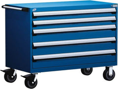 Rousseau Metal - 5 Drawer Steel Tool Roller Cabinet - 48" Wide x 37-1/2" High x 24" Deep, Ball Bearing Drawer Slides, Blue - Caliber Tooling