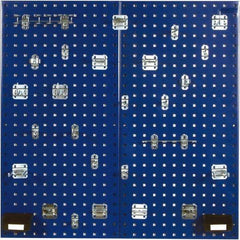 Triton - 18" Wide x 36" High Peg Board Kit - 2 Panels, 28 Hooks, Steel with Epoxy Coating, Blue - Caliber Tooling