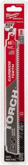 Milwaukee Tool - 9" Long x 1" Thick, Carbide Reciprocating Saw Blade - Straight Profile, 7 TPI, Toothed Edge, Universal Shank - Caliber Tooling