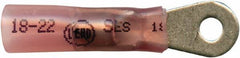 Made in USA - 22-18 AWG Partially Insulated Solder Connection Closed Eyelet Ring Terminal - #6 Stud, 1-1/4" OAL x 0.35" Wide, Tin Plated Copper Contact - Caliber Tooling