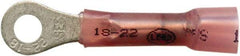 Made in USA - 22-18 AWG Partially Insulated Crimp & Solder Connection Closed Eyelet Ring Terminal - #8 Stud, 1-1/2" OAL x 0.35" Wide, Tin Plated Copper Contact - Caliber Tooling