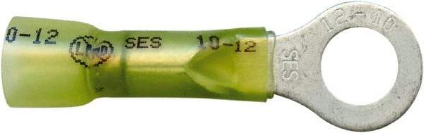 Made in USA - 12-10 AWG Partially Insulated Crimp & Solder Connection Closed Eyelet Ring Terminal - 5/16" Stud, 1-1/2" OAL x 0.56" Wide, Tin Plated Copper Contact - Caliber Tooling