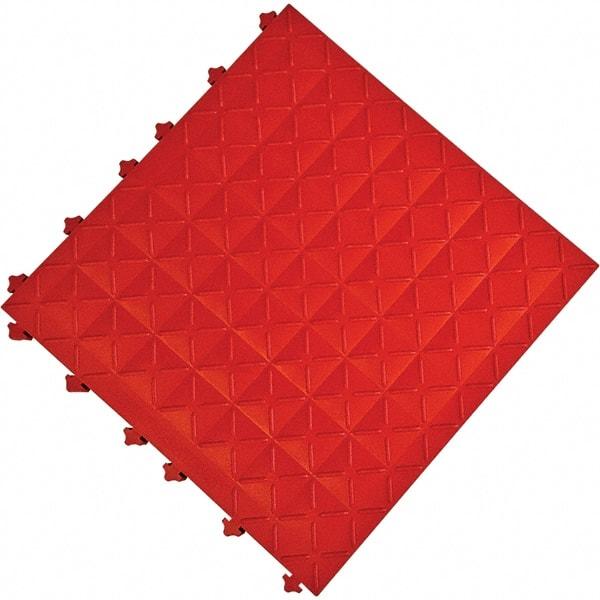 Ergo Advantage - 18" Long x 18" Wide x 1" Thick, Anti-Fatigue Modular Matting Anti-Fatigue Flooring - 2 Interlocking Sides, Red, For Dry Areas - Caliber Tooling