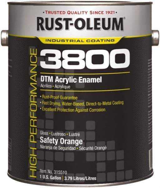 Rust-Oleum - 1 Gal Safety Orange Gloss Finish Acrylic Enamel Paint - 150 to 270 Sq Ft per Gal, Interior/Exterior, Direct to Metal - Caliber Tooling