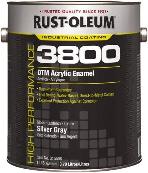 Rust-Oleum - 1 Gal Silver Gray Gloss Finish Acrylic Enamel Paint - 150 to 270 Sq Ft per Gal, Interior/Exterior, Direct to Metal - Caliber Tooling