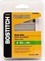 Stanley Bostitch - 16 Gauge 1/16" Shank Diam 2" Long Finishing Nails for Power Nailers - Stainless Steel, Smooth Shank, Straight Stick Adhesive Collation, Round Head, Chisel Point - Caliber Tooling