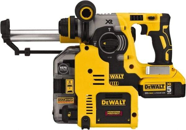 DeWALT - 20 Volt 1" Keyless Chuck Cordless Rotary Hammer - 0 to 4,600 BPM, 0 to 1,100 RPM, Reversible - Caliber Tooling