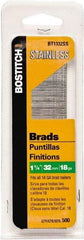 Stanley Bostitch - 18 Gauge 0.05" Shank Diam 1-1/4" Long Brad Nails for Power Nailers - Stainless Steel, Ring Shank, Straight Stick Adhesive Collation, Brad Head, Chisel Point - Caliber Tooling