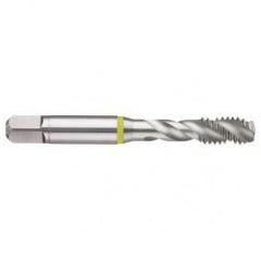 M12x1.75 6H 3-Flute Cobalt Yellow Ring Semi-Bottoming 40 degree Spiral Flute Tap-Bright - Caliber Tooling