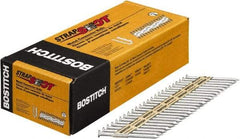 Stanley Bostitch - 10 Gauge 0.148" Shank Diam 2-1/2" Long Metal Connecting Nails for Power Nailers - Steel, Galvanized Finish, Smooth Shank, Angled Stick Paper Tape Collation, Round Head, Diamond Point - Caliber Tooling