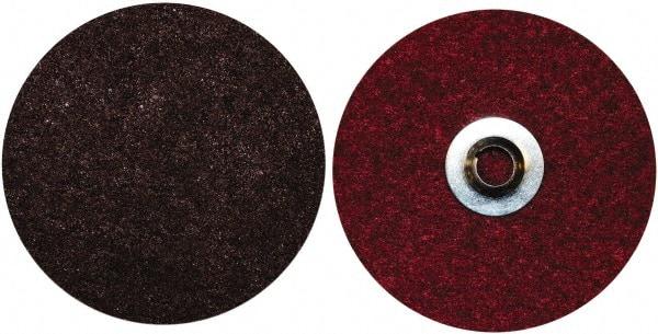 Norton - 4-1/2" Medium Grade Aluminum Oxide Deburring Disc - 5/8-11 Threaded Center Hole, Quick Change Connection, Maroon, 12,000 Max RPM - Caliber Tooling