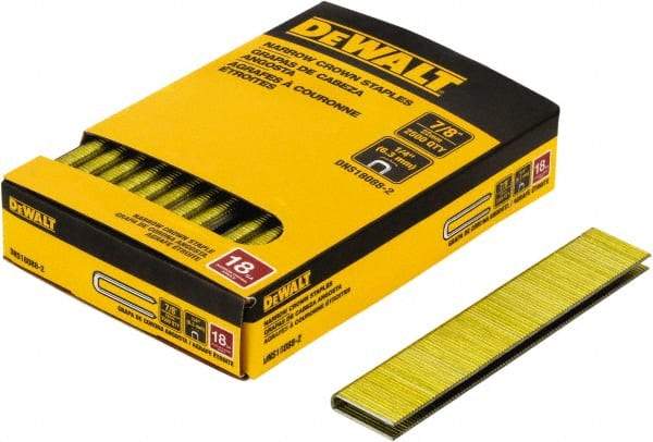 DeWALT - 7/8" Long x 1/4" Wide, 18 Gauge Crowned Construction Staple - Steel, Copper Finish, Chisel Point - Caliber Tooling