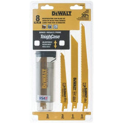 DeWALT - 8 Pieces, 6" to 9" Long x 0.04" to 0.06" Thickness, Bi-Metal Reciprocating Saw Blade Set - Straight Profile, 6 to 18 Teeth, Toothed Edge - Caliber Tooling