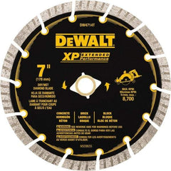 DeWALT - 7" Diam, 5/8" Arbor Hole Diam, 14 Tooth Wet & Dry Cut Saw Blade - Diamond Matrix, Fast Cutting Action, Standard Round Arbor - Caliber Tooling