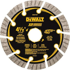 DeWALT - 4-1/2" Diam, 5/8" Arbor Hole Diam, 10 Tooth Wet & Dry Cut Saw Blade - Diamond Matrix, Fast Cutting Action, Standard Round Arbor - Caliber Tooling