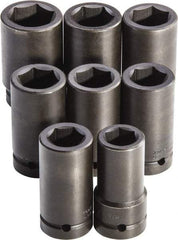 Proto - 8 Piece 1" Drive Full Polish Finish Deep Well Impact Socket Set - 6 Points, 27mm to 41mm Range, Metric Measurement Standard - Caliber Tooling