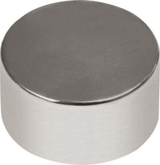 Mag-Mate - 3/8" Diam x 1/4" High Neodymium Rare Earth Magnet - 6.86 Lb Max Capacity, 180°F Max, Nickel Plated - Caliber Tooling