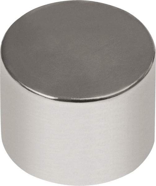 Mag-Mate - 3/8" Diam x 3/8" High Neodymium Rare Earth Magnet - 7.96 Lb Max Capacity, 180°F Max, Nickel Plated - Caliber Tooling