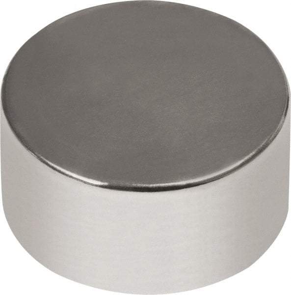 Mag-Mate - 1/4" Diam x 1/8" High Neodymium Rare Earth Magnet - 2.3 Lb Max Capacity, 180°F Max, Nickel Plated - Caliber Tooling