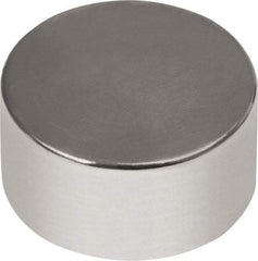 Mag-Mate - 1/4" Diam x 1/8" High Neodymium Rare Earth Magnet - 2.3 Lb Max Capacity, 180°F Max, Nickel Plated - Caliber Tooling