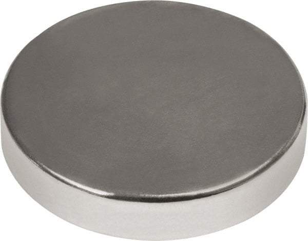 Mag-Mate - 1/2" Diam x 1/8" High Neodymium Rare Earth Magnet - 7.7 Lb Max Capacity, 180°F Max, Nickel Plated - Caliber Tooling