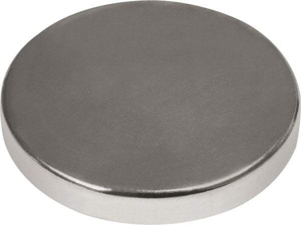 Mag-Mate - 1" Diam x 3/16" High Neodymium Rare Earth Magnet - 38.4 Lb Max Capacity, 180°F Max, Nickel Plated - Caliber Tooling