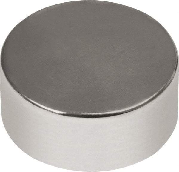 Mag-Mate - 3/4" Diam x 3/8" High Neodymium Rare Earth Magnet - 24 Lb Max Capacity, 180°F Max, Nickel Plated - Caliber Tooling