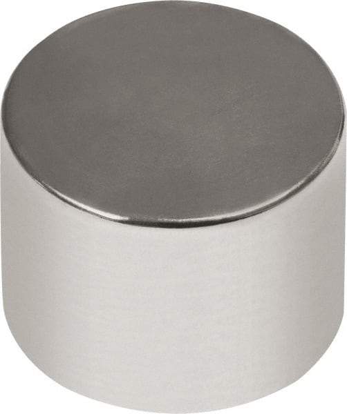 Mag-Mate - 1/2" Diam x 1/2" High Neodymium Rare Earth Magnet - 14.66 Lb Max Capacity, 180°F Max, Nickel Plated - Caliber Tooling